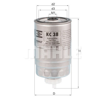 Filtro de combustível MAHLE ORIGINAL KC 38