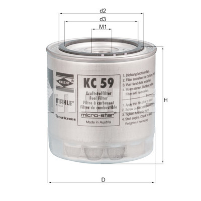 Filtro de combustível MAHLE ORIGINAL KC 59