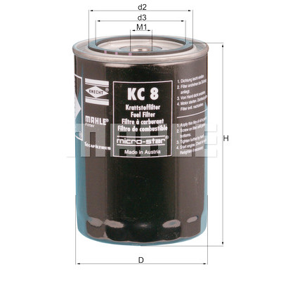 Filtro de combustível MAHLE ORIGINAL KC 8