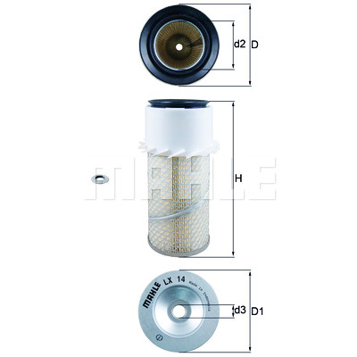 Filtro de ar MAHLE ORIGINAL LX 14