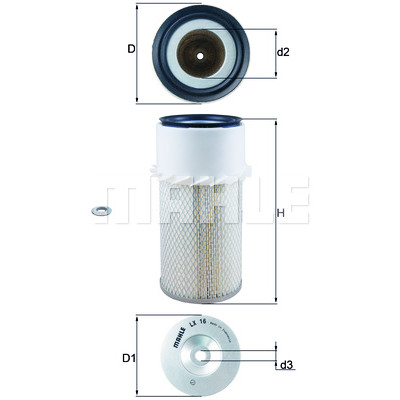 Filtro de ar MAHLE ORIGINAL LX 16