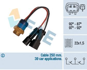 Interruptor de temperatura, ventilador do radiador FAE 38090