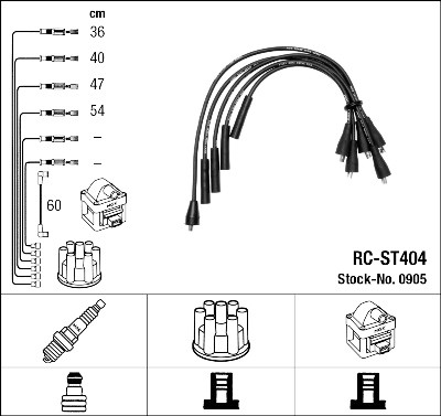 Conjunto de cabos de ignição NGK 905