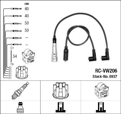 Conjunto de cabos de ignição NGK 937