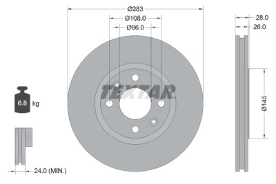 Kit de freio, freio a disco BrakeBox, Kit de Pastilha e Disco TEXTAR 89003400