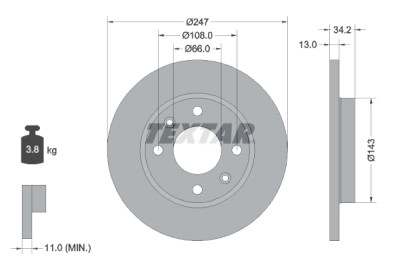 Kit de freio, freio a disco BrakeBox, Kit de Pastilha e Disco TEXTAR 89007400