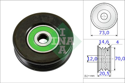 Rolo tensor, correia trapezoidal estriada