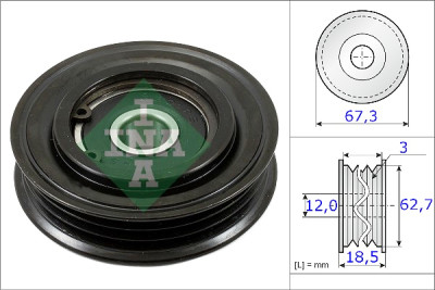 Rolo tensor, correia trapezoidal estriada