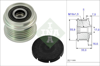 INA 535 0007 10 alternador roda livre