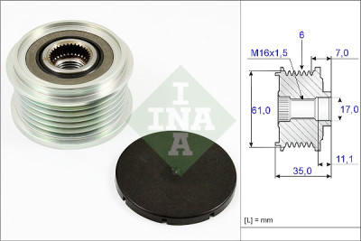 INA 535 0022 10 alternador roda livre