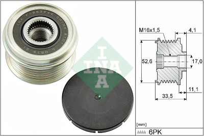 INA 535 0025 10 alternador roda livre