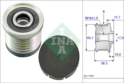 INA 535 0030 10 alternador roda livre