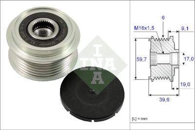 INA 535 0065 10 alternador roda livre