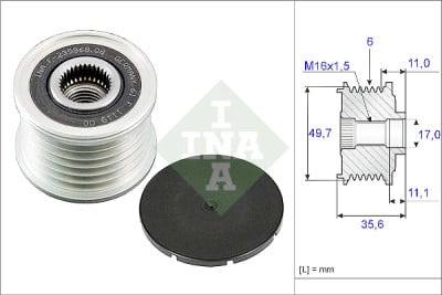 INA 535 0086 10 alternador roda livre