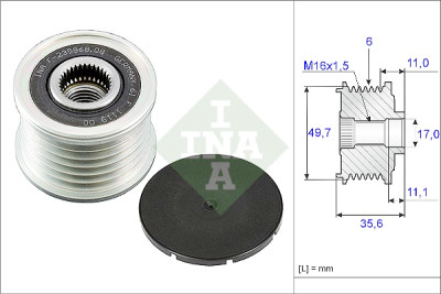 INA 535 0086 10 alternador roda livre