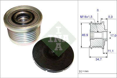 INA 535 0088 10 alternador roda livre