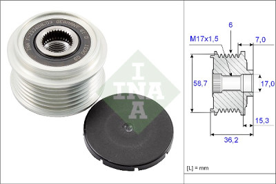INA 535 0098 10 alternador roda livre
