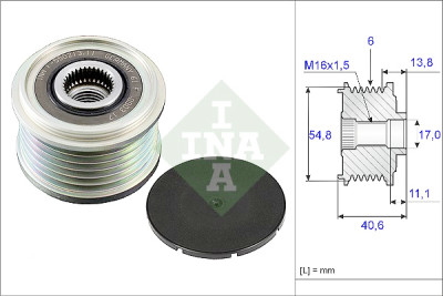 INA 535 0102 10 alternador roda livre