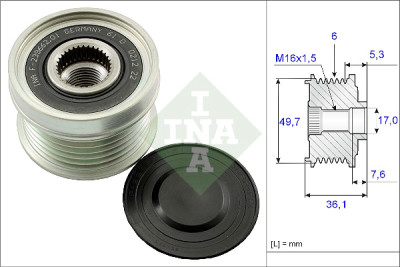 INA 535 0134 10 alternador roda livre