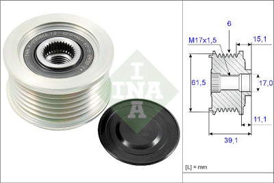 INA 535 0144 10 alternador roda livre