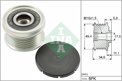 INA 535 0155 10 alternador roda livre