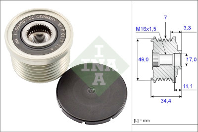 INA 535 0164 10 alternador roda livre
