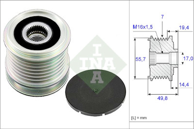 INA 535 0165 10 alternador roda livre
