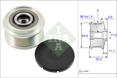 INA 535 0222 10 alternador roda livre