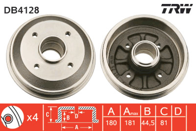 Conjunto de (2) tambores de freio TRW DB4128