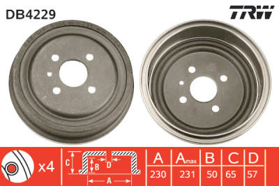 Conjunto de (2) tambores de freio TRW DB4229