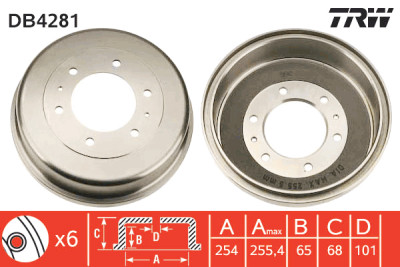 Conjunto de (2) tambores de freio TRW DB4281