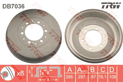 Conjunto de (2) tambores de freio TRW DB7036