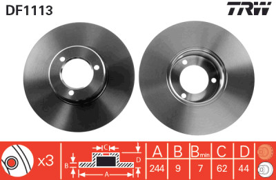 Conjunto de (2) discos de freio TRW DF1113
