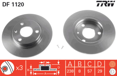 Conjunto de (2) discos de freio TRW DF1120