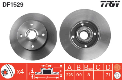 Conjunto de (2) discos de freio TRW DF1529