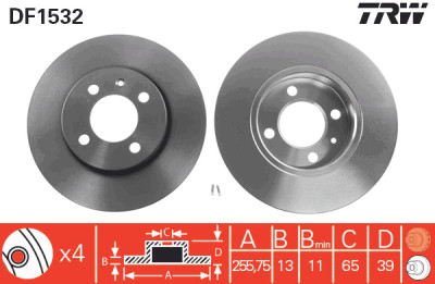 Conjunto de (2) discos de freio TRW DF1532