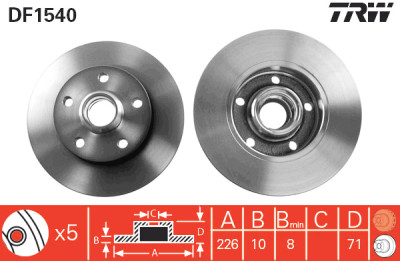 Conjunto de (2) discos de freio TRW DF1540
