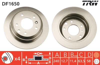 Conjunto de (2) discos de freio TRW DF1650