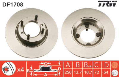 Conjunto de (2) discos de freio TRW DF1708
