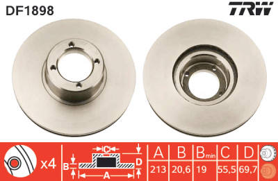 Conjunto de discos de freio TRW DF1898