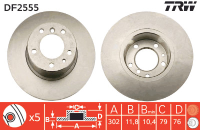 Conjunto de (2) discos de freio TRW DF2555