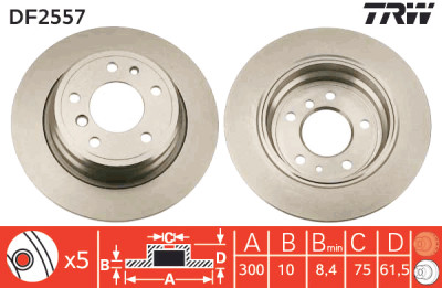 Conjunto de (2) discos de freio TRW DF2557