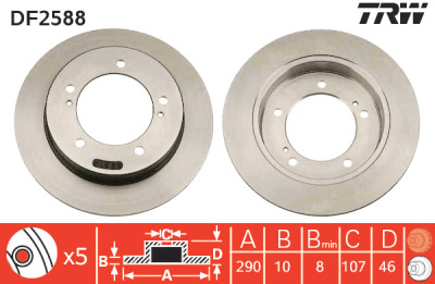 Conjunto de (2) discos de freio TRW DF2588