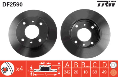 Conjunto de (2) discos de freio TRW DF2590