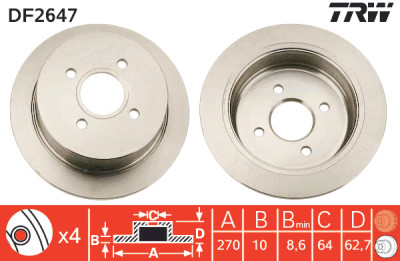 Conjunto de (2) discos de freio TRW DF2647