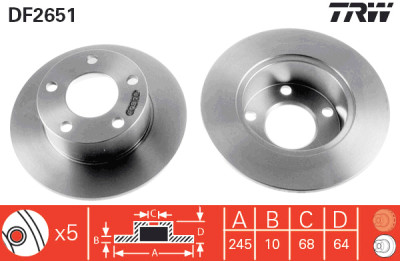 Conjunto de (2) discos de freio TRW DF2651