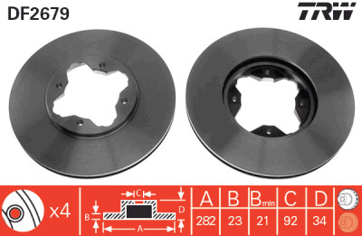 Conjunto de (2) discos de freio TRW DF2679