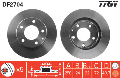 Conjunto de (2) discos de freio TRW DF2704