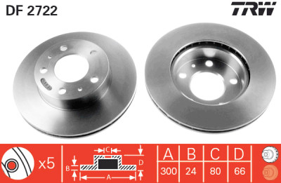 Conjunto de (2) discos de freio TRW DF2722