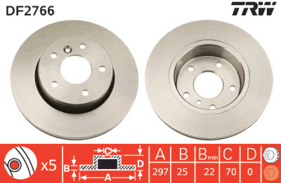 Conjunto de (2) discos de freio TRW DF2766